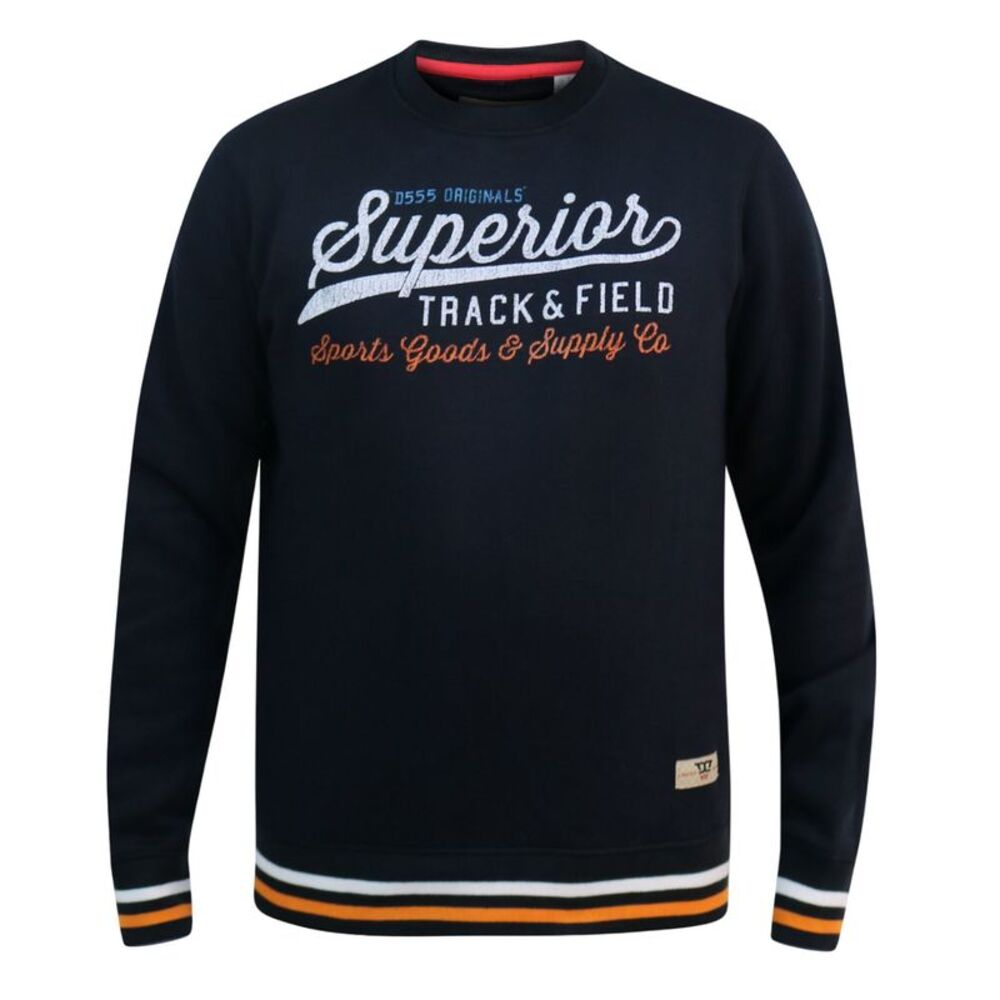 Duke Mens D555 Marlow Superior Track & Field Crew Neck Sweatshirt / Navy